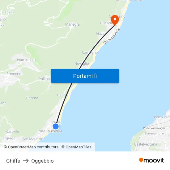Ghiffa to Oggebbio map