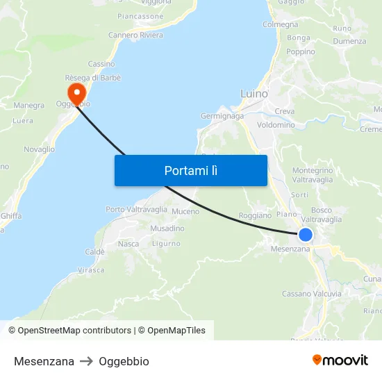 Mesenzana to Oggebbio map
