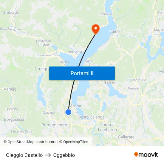 Oleggio Castello to Oggebbio map