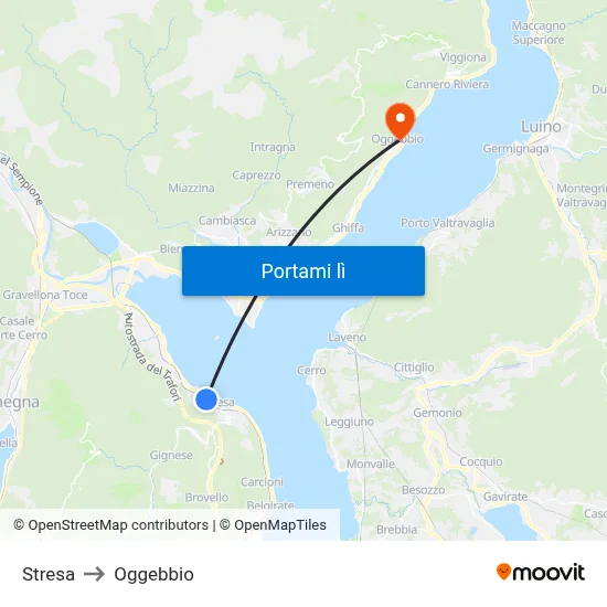 Stresa to Oggebbio map