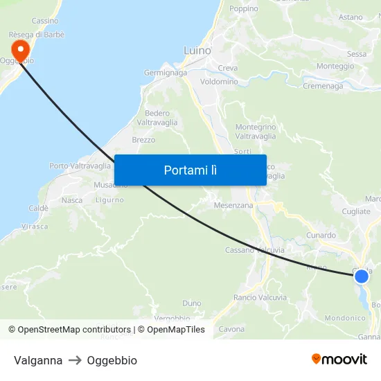 Valganna to Oggebbio map