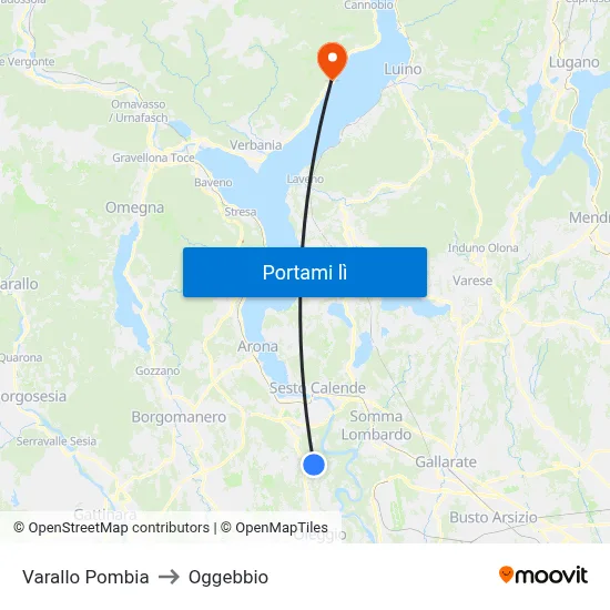 Varallo Pombia to Oggebbio map