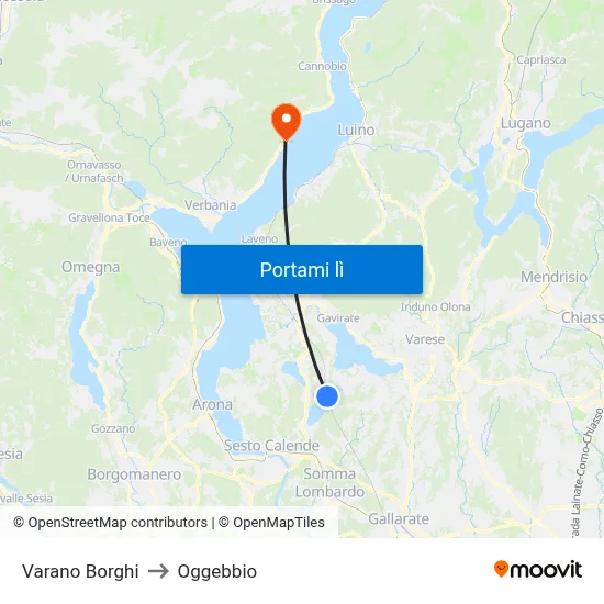Varano Borghi to Oggebbio map