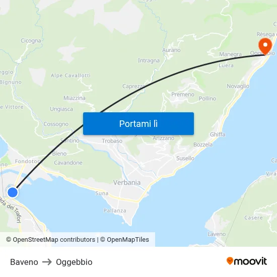 Baveno to Oggebbio map
