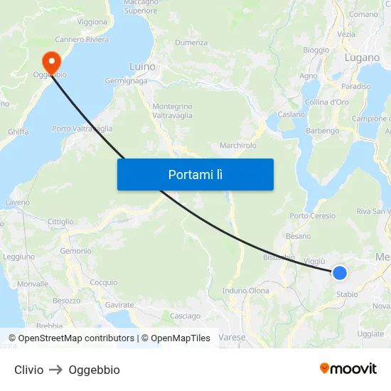 Clivio to Oggebbio map