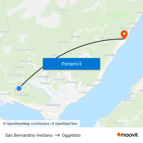 San Bernardino Verbano to Oggebbio map