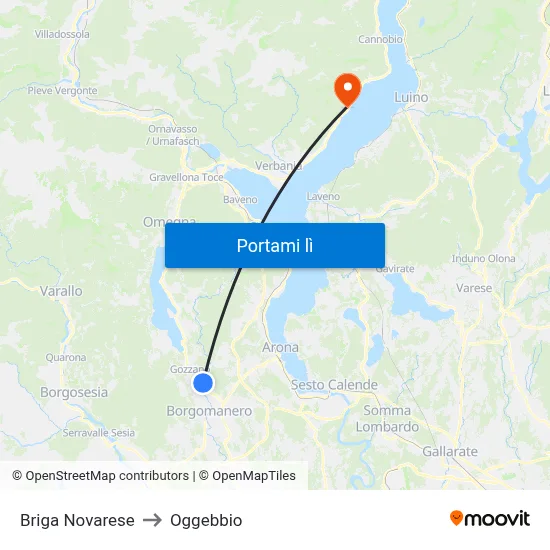 Briga Novarese to Oggebbio map