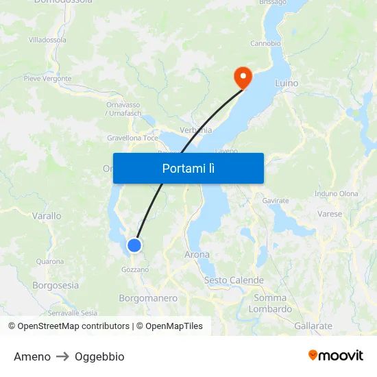 Ameno to Oggebbio map