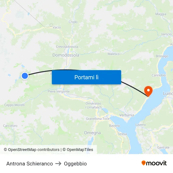 Antrona Schieranco to Oggebbio map