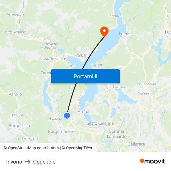Invorio to Oggebbio map