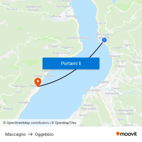Maccagno to Oggebbio map