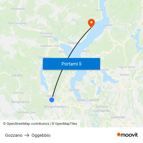Gozzano to Oggebbio map