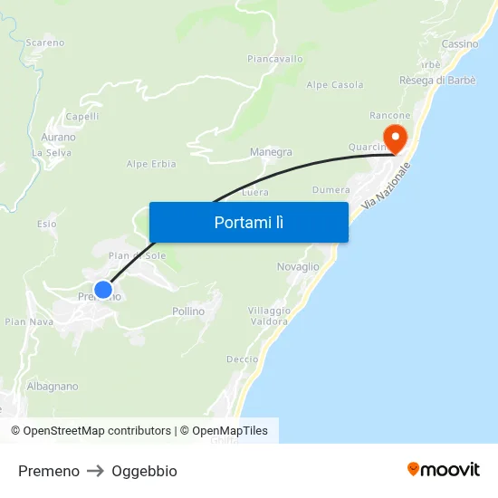 Premeno to Oggebbio map