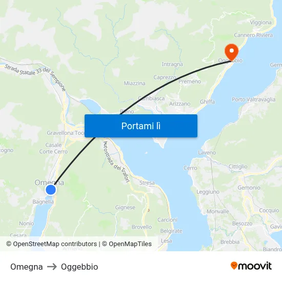 Omegna to Oggebbio map