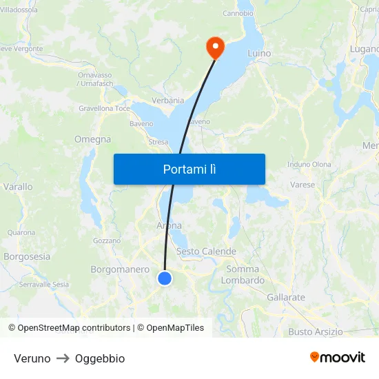 Veruno to Oggebbio map