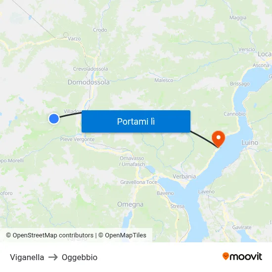 Viganella to Oggebbio map