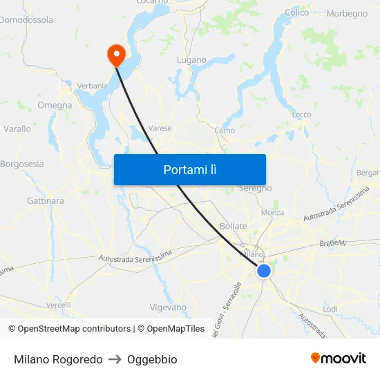 Milano Rogoredo to Oggebbio map