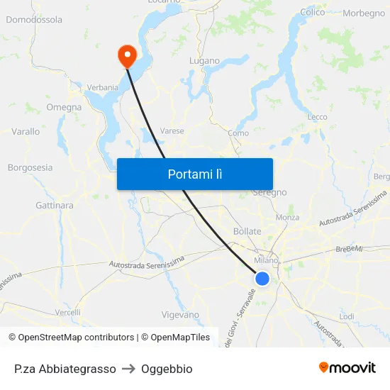 P.za Abbiategrasso to Oggebbio map