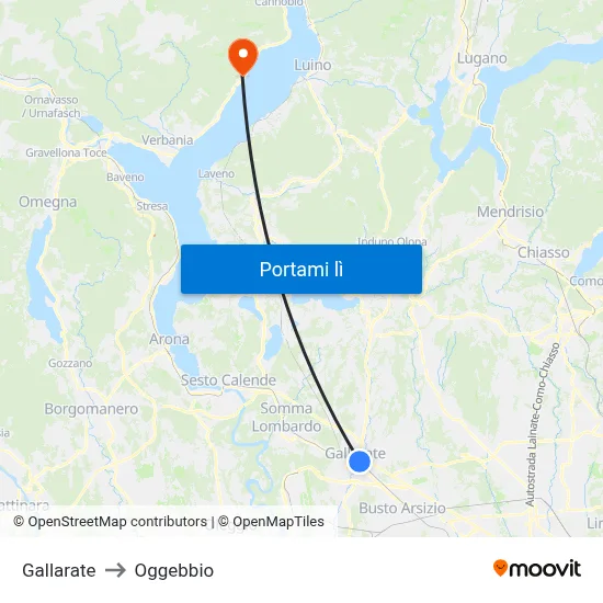 Gallarate to Oggebbio map