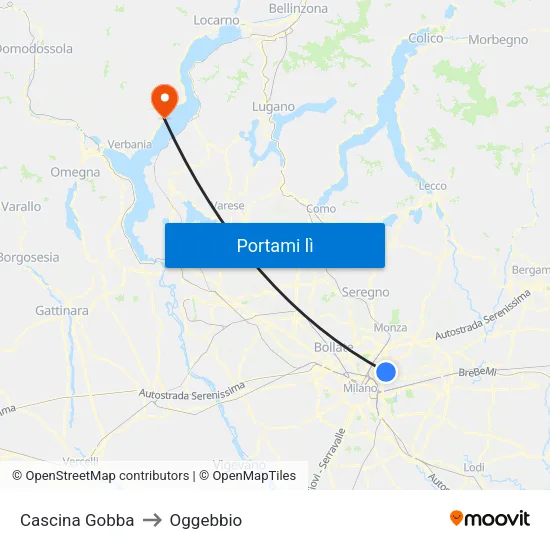 Cascina Gobba to Oggebbio map