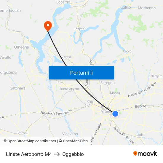 Linate Aeroporto M4 to Oggebbio map