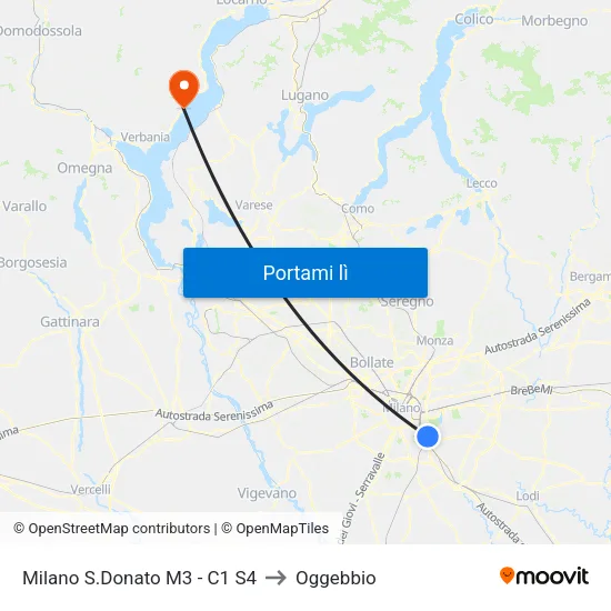 Milano S.Donato M3 - C1 S4 to Oggebbio map