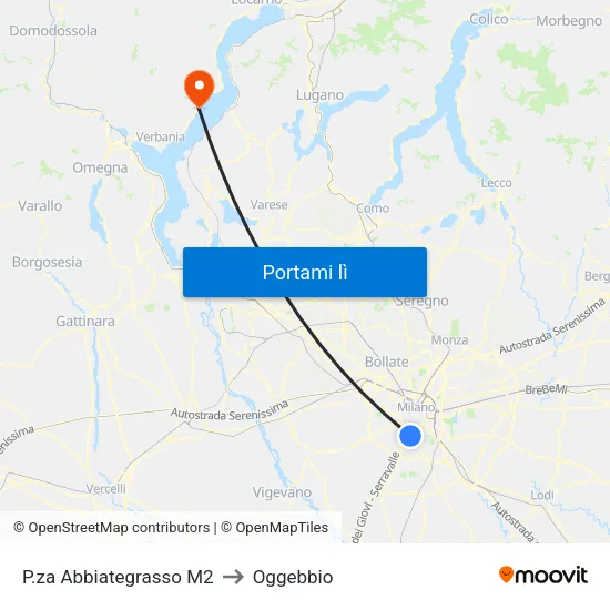 P.za Abbiategrasso M2 to Oggebbio map