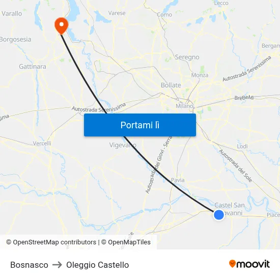 Bosnasco to Oleggio Castello map