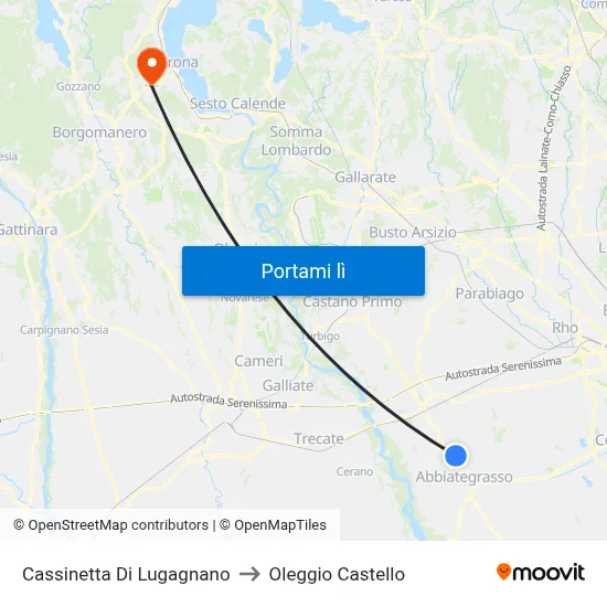Cassinetta Di Lugagnano to Oleggio Castello map