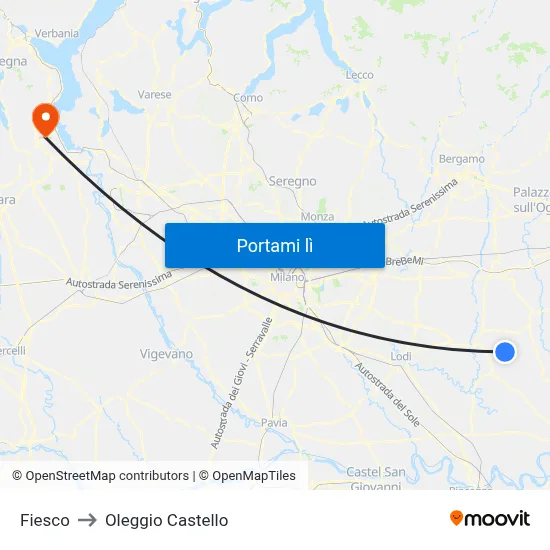 Fiesco to Oleggio Castello map