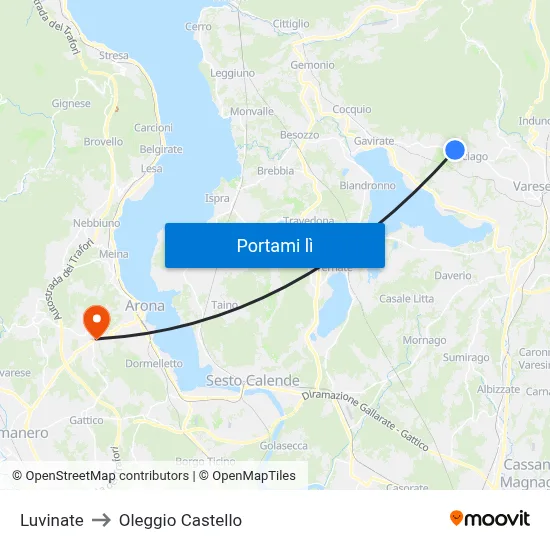 Luvinate to Oleggio Castello map