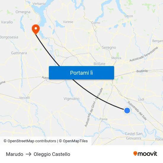 Marudo to Oleggio Castello map