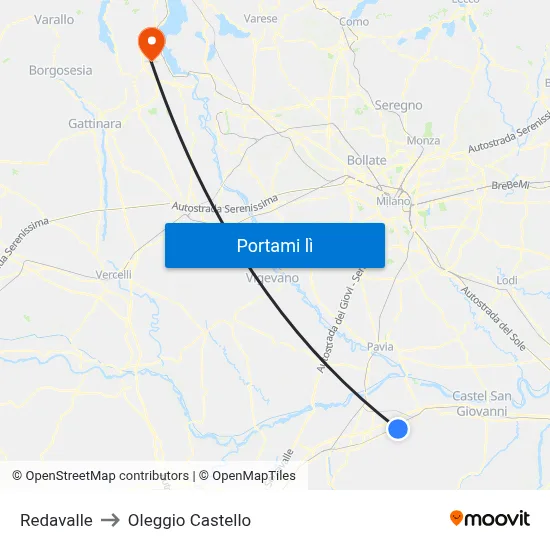 Redavalle to Oleggio Castello map