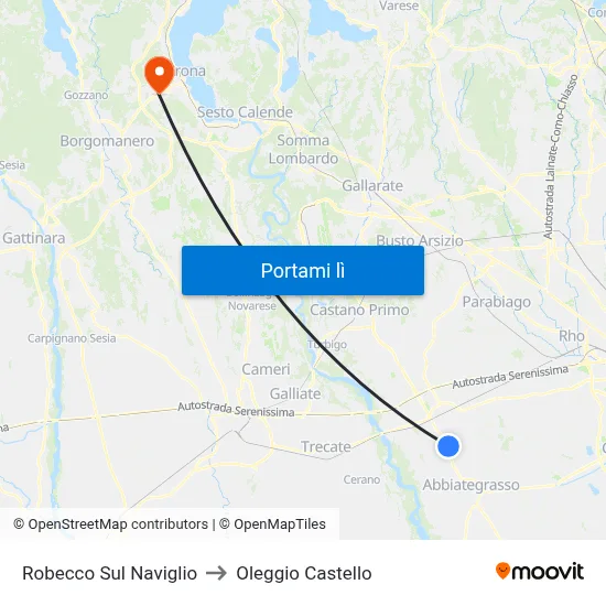 Robecco Sul Naviglio to Oleggio Castello map
