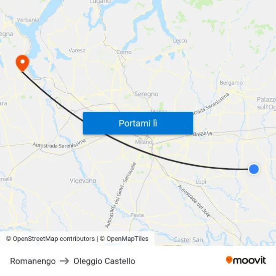 Romanengo to Oleggio Castello map