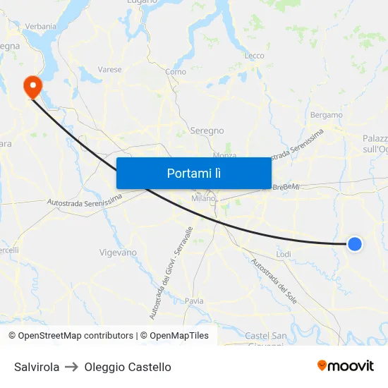 Salvirola to Oleggio Castello map