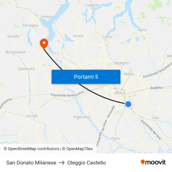 San Donato Milanese to Oleggio Castello map
