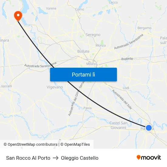 San Rocco Al Porto to Oleggio Castello map