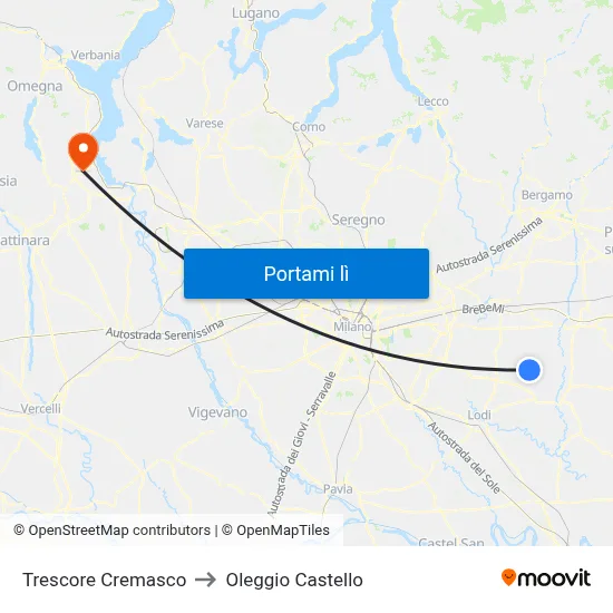 Trescore Cremasco to Oleggio Castello map