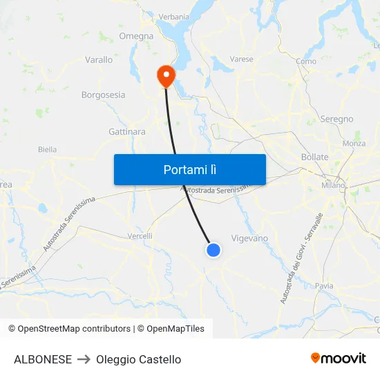 ALBONESE to Oleggio Castello map