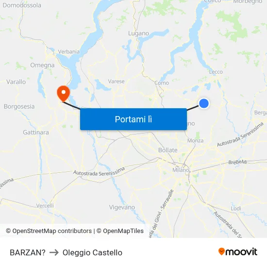 BARZAN? to Oleggio Castello map