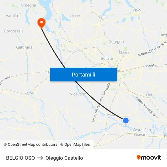 BELGIOIOSO to Oleggio Castello map