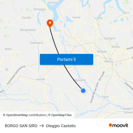 BORGO SAN SIRO to Oleggio Castello map