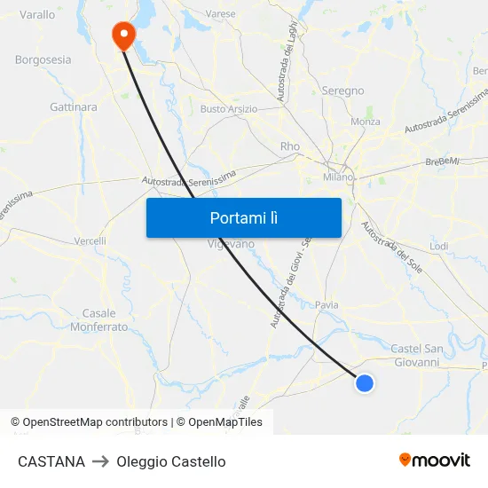 CASTANA to Oleggio Castello map