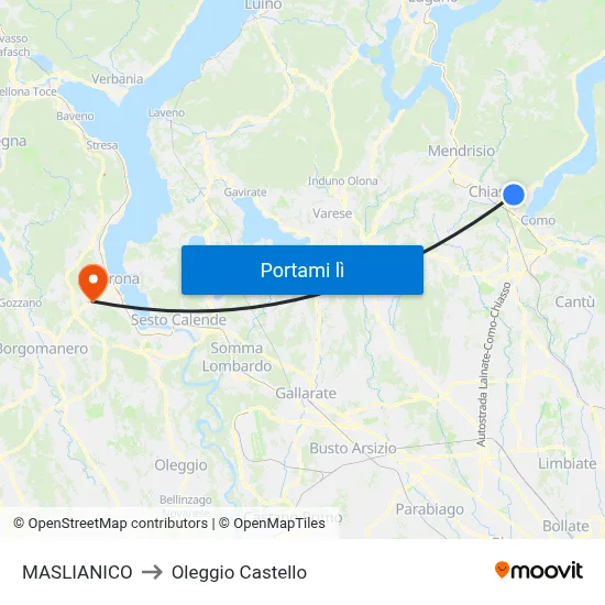 MASLIANICO to Oleggio Castello map