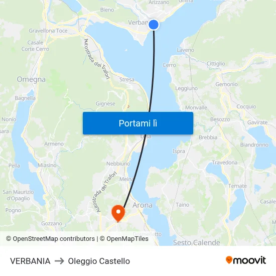 VERBANIA to Oleggio Castello map