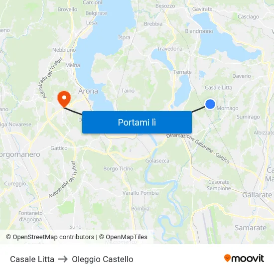 Casale Litta to Oleggio Castello map