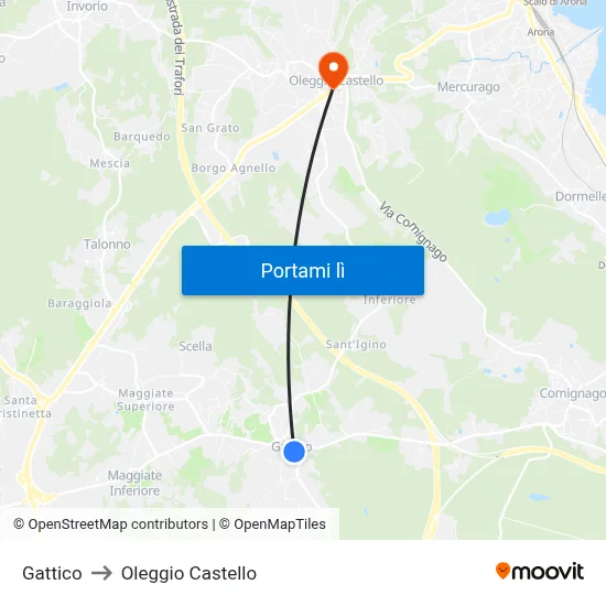 Gattico to Oleggio Castello map