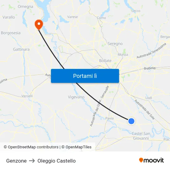 Genzone to Oleggio Castello map