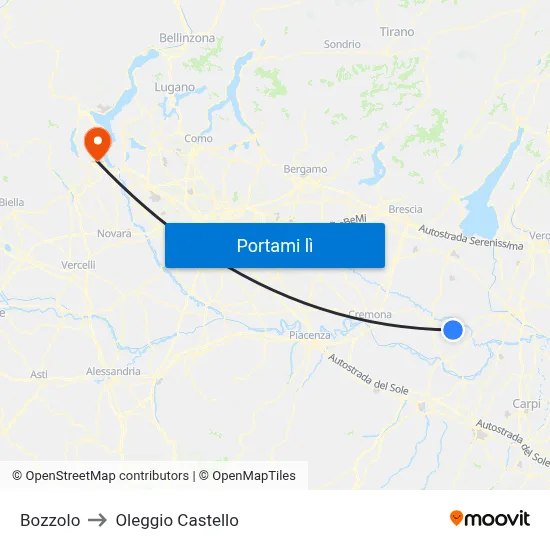 Bozzolo to Oleggio Castello map